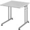 Schreibtisch Breno, manuelle Höheneinstellung, horizontaler Kabelkanal, B 800 x T 800 x H 680-820 mm, Spanplatte & Stahl, Lichtgrau/Silber