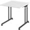 Schreibtisch Breno, manuelle Höheneinstellung, horizontaler Kabelkanal, B 800 x T 800 x H 680-820 mm, Spanplatte & Stahl, Weiß/Graphit