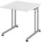 Schreibtisch Breno, manuelle Höheneinstellung, horizontaler Kabelkanal, B 800 x T 800 x H 680-820 mm, Spanplatte & Stahl, Weiß/Silber