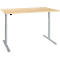 Schreibtisch, einstufig elektrisch höhenverstellbar, T-Fuß Rundrohr, B 1600 x T 800 x H 710-1180 mm, Ahorn/weißaluminium