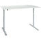 Schreibtisch, einstufig elektrisch höhenverstellbar, T-Fuß Rundrohr, B 1600 x T 800 x H 710-1180 mm, lichtgrau/weißaluminium