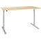 Schreibtisch, einstufig elektrisch höhenverstellbar, T-Fuß Rundrohr, B 1800 x T 800 x H 710-1180 mm, Ahorn/weißaluminium