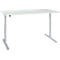 Schreibtisch, einstufig elektrisch höhenverstellbar, T-Fuß Rundrohr, B 1800 x T 800 x H 710-1180 mm, lichtgrau/weißaluminium