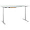 Schreibtisch, elektrisch höhenverstellbar, B 1600 x T 800 x H 615 - 1275 mm, lichtgrau/weissalu+ Kabelkanal, Schublade