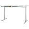Schreibtisch, elektrisch höhenverstellbar, B 1600 x T 800 x H 615 - 1275 mm, lichtgrau/weissalu+ Kabelkanal, Schublade