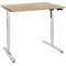 Schreibtisch, elektrisch höhenverstellbar, Rechteck, T-Fuß, B 1200 x T 800 x H 755-1255 mm, Eiche/weißalu + Memory-Bedienpanel, Kabelkanal