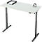 Schreibtisch, elektrisch höhenverstellbar, Rechteck, T-Fuss, B 1300 x T 650 x H 720-1200 mm, lichtgrau/schwarz