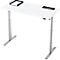 Schreibtisch, elektrisch höhenverstellbar, Rechteck, T-Fuss, B 1300 x T 650 x H 720-1200 mm, weiss/silber