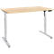 Schreibtisch, elektrisch höhenverstellbar, Rechteck, T-Fuss, B 1600 x T 800 x H 755-1255 mm, Ahorn/weissalu + Memory-Bedienpanel, Kabelkanal