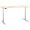 Schreibtisch, elektrisch höhenverstellbar, T-Fuß, B 1600 x T 800 x H 615-1275 mm, Ahorn/weißalu