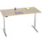 Schreibtisch, elektrisch höhenverstellbar, T-Fuß, B 1600 x T 800 x H 615-1275 mm, Eiche/weißalu