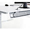 Schreibtisch, elektrisch höhenverstellbar, T-Fuß, B 1600 x T 800 x H 645-1290 mm, lichtgrau/weißaluminium + Kabelkanal, Zubehörschublade