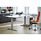 Schreibtisch, elektrisch höhenverstellbar, T-Fuß, B 1600 x T 800 x H 645-1290 mm, weiß/weißaluminium + Kabelkanal, Zubehörschublade