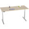 Schreibtisch, elektrisch höhenverstellbar, T-Fuß, B 1800 x T 800 x H 615-1275 mm, Eiche/weißalu