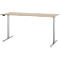 Schreibtisch, elektrisch höhenverstellbar, T-Fuß, B 1800 x T 800 x H 615-1275 mm, Eiche/weißalu