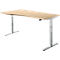Schreibtisch ERGO DRIVE ED 470, elektrisch höhenverstellbar, Freiform, Ansatz links, T-Fuß, B 1800 x T 1000 x H 692-1147 mm, Ahorn/weißalu 