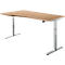 Schreibtisch ERGO DRIVE ED 470, elektrisch höhenverstellbar, Freiform, Ansatz links, T-Fuß, B 1800 x T 1000 x H 692-1147 mm, Kirsche Romana/weißalu 