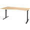 Schreibtisch ERGO-T 2.0, Freiform, Ansatz links, T-Fuß, B 1800 x T 1000/800 x H 675-895 mm, Ahorn/anthrazit
