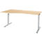 Schreibtisch ERGO-T 2.0, Freiform, Ansatz links, T-Fuß, B 1800 x T 1000/800 x H 675-895 mm, Ahorn/weißalu