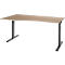 Schreibtisch ERGO-T 2.0, Freiform, Ansatz links, T-Fuß, B 1800 x T 1000/800 x H 675-895 mm, Eiche/anthrazit