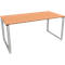 Schreibtisch, höheneinstellbar, Rechteckform, Bügelfuß, Breite 1600 mm, Buche-Dekor