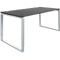 Schreibtisch, höheneinstellbar, Rechteckform, Bügelfuß, Breite 1600 mm, graphit