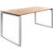 Schreibtisch, höheneinstellbar, Rechteckform, Bügelfuß, Breite 1600 mm, Kirsche-Romana