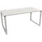 Schreibtisch, höheneinstellbar, Rechteckform, Bügelfuß, Breite 1600 mm, lichtgrau