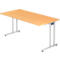 Schreibtisch JENA, C-Fuß, Rechteck, B 1600 x T 800 x H 720 mm, Gestell alusilber, Buche-Dekor