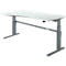 Schreibtisch Komfort, elektrisch höhenverstellbar, Freiform, Ansatz links, C-Fuß, B 1800 x T 1000,00/800 x H 655-1305 mm, lichtgrau/anthrazit