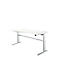 Schreibtisch Komfort, elektrisch höhenverstellbar, Freiform, Ansatz links, C-Fuß, B 1800 x T 1000,00/800 x H 655-1305 mm, weiß/weißaluminium RAL 9006