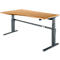 Schreibtisch Komfort, elektrisch höhenverstellbar, Freiform, Ansatz links, C-Fuß, B 1800 x T 1000/800 x H 655-1305 mm, Buche-Dekor/anthrazit