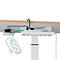 Schreibtisch LEITZ Ergo, Rechteck, elektrisch höhenverstellbar, T-Fuß, Memory-Funktion, USB-Anschlüsse, Kabelhalter, B 800 x T 600 x H 650-1300 mm, weiß/weiß