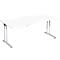 Schreibtisch mit Ansatz PALENQUE, C-Fuß, Freiform, links, B 1800 x T 1000/800 x H 680-820 mm, weiß