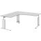 Schreibtisch mit Ansatztisch links BARI, C-Fuß, Form B, Freiform, B 1800 mm, hellgrau