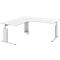 Schreibtisch mit Ansatztisch links BARI, C-Fuß, Form B, Freiform, B 1800 mm, weiß