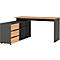Schreibtisch mit Sideboard Boston, B 1450 x T 1460 x H 770 mm, Navarra Eiche/graphit
