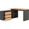 Schreibtisch mit Sideboard Boston, B 1450 x T 1460 x H 770 mm, Navarra Eiche/graphit