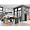 Schreibtisch mit Sideboard Boston, B 1450 x T 1460 x H 770 mm, Navarra Eiche/graphit