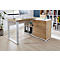 Schreibtisch mit Sideboard LIONI, Rechteck, Kufen, B 1200 x T 1170 x H 750 mm, Navarra Eiche Nachbildung/weiß