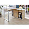 Schreibtisch mit Sideboard LIONI, Rechteck, Kufen, B 1200 x T 1170 x H 750 mm, Navarra Eiche Nachbildung/weiß