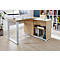 Schreibtisch mit Sideboard LIONI, Rechteck, Kufen, B 1200 x T 1170 x H 750 mm, Navarra Eiche Nachbildung/weiß