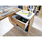 Schreibtisch mit Sideboard LIONI, Rechteck, Kufen, B 1200 x T 1170 x H 750 mm, Navarra Eiche Nachbildung/weiß