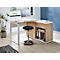 Schreibtisch mit Sideboard LIONI, Rechteck, Kufen, B 1200 x T 1170 x H 750 mm, Navarra Eiche Nachbildung/weiß