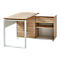 Schreibtisch mit Sideboard LIONI, Rechteck, Kufen, B 1200 x T 1170 x H 750 mm, Navarra Eiche Nachbildung/weiß