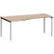 Schreibtisch MODENA FLEX, Freiform, Ansatz links, 4-Fuß Quadratrohr, B 1800 x T 1000/800 x H 720-820 mm, Eiche/weißaluminium