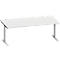 Schreibtisch MODENA FLEX, T-Fuß-Rechteckrohr, B 2000 x T 1000 mm, lichtgrau/weißalu