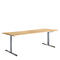 Schreibtisch Multiflex, manuell höhenverstellbar, Rechteck, T-Fuß, B 1600 x T 800 x H 728-1208 mm, Ahorn/weißaluminium
