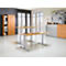 Schreibtisch Multiflex, manuell höhenverstellbar, Rechteck, T-Fuss, B 1600 x T 800 x H 728-1208 mm, Buche/weissaluminium 
