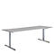 Schreibtisch Multiflex, manuell höhenverstellbar, Rechteck, T-Fuß, B 1600 x T 800 x H 728-1208 mm, lichtgrau/weißaluminium